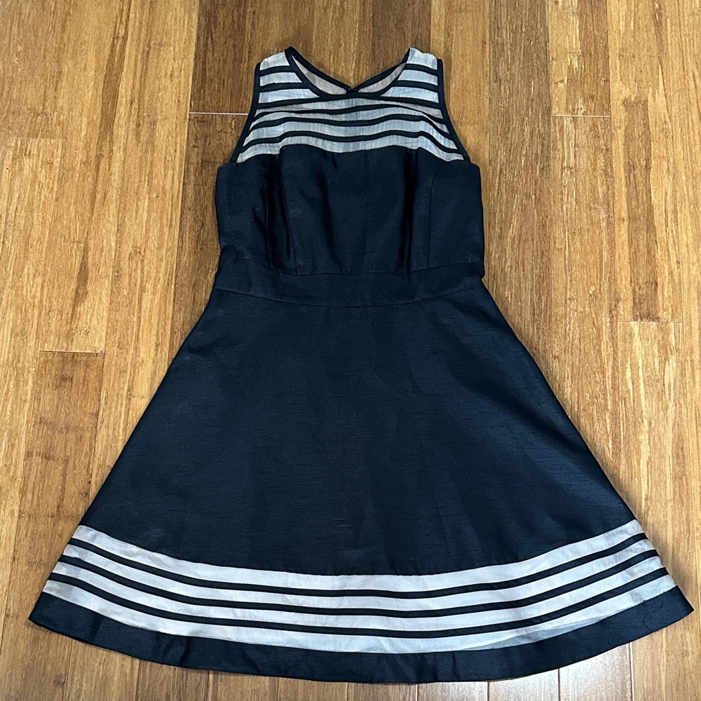LAST CHANCE OFFER: Taylor Black Midi Dress with Silver Stripes